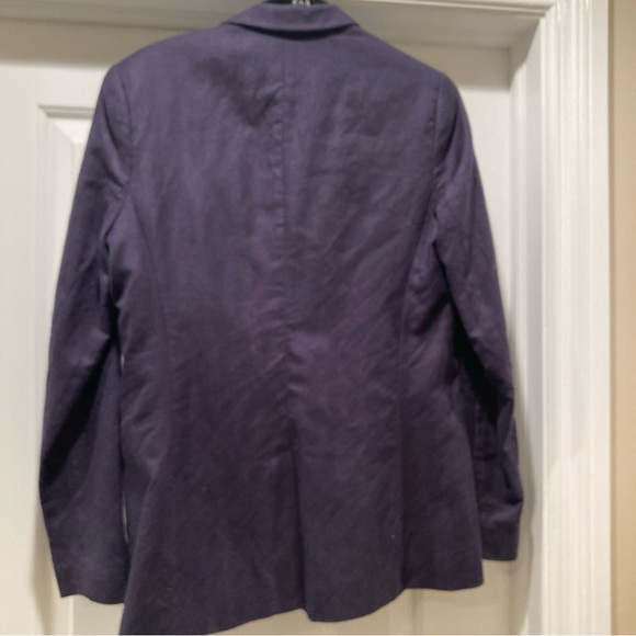 Lucky Brand Women’s Blazer Jacket M Navy Blue Linen Cotton Blend Pockets Casual - Picture 2 of 4